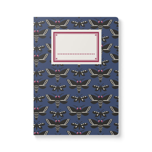 Vintage book Cover w/Moth Softcover Journal