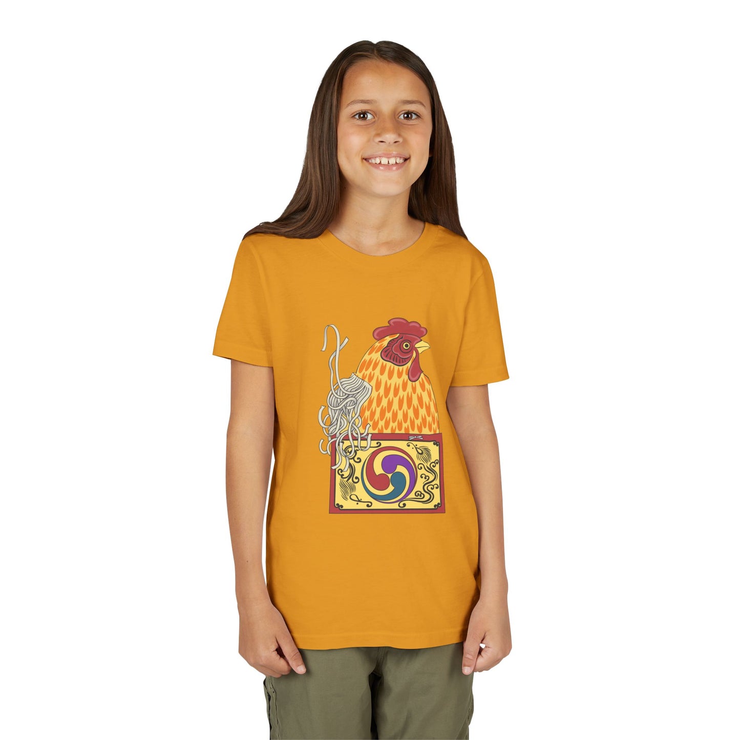 Japanese Rooster  Youth T-Shirt — Colorful Rooster Shimizu Seifū