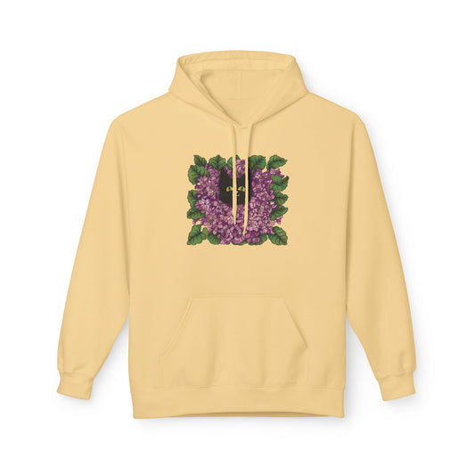 Lillac Black Cat Hoodie — Vintage Purple Lilac Graphic Pullover