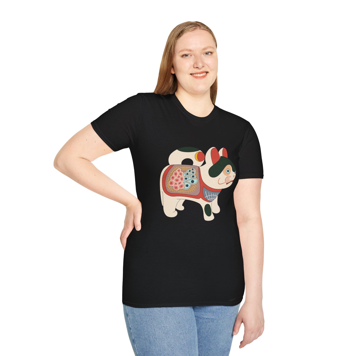 Lucky Inu Hariko illustration by Kawasaki Kyosen Tshirt— Japanese Lucky Cat Tee