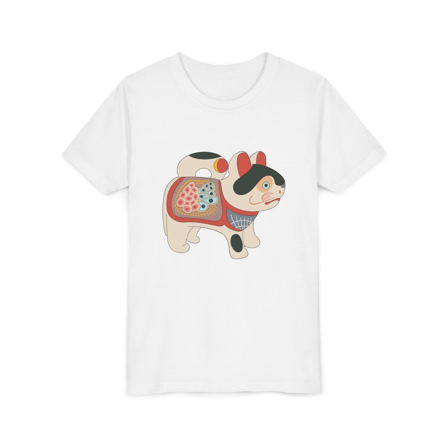 Lucky Inu Hariko illustration by Kawasaki Kyosen Youth Tshirt— Japanese Lucky Cat Tee