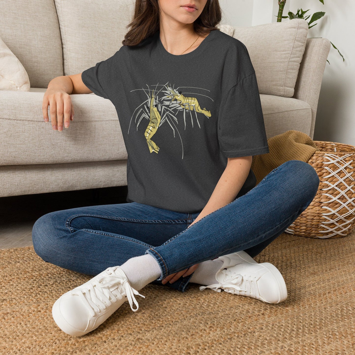 les crevettes by Mathurin Méheut Unizex Tshirt — Minimal Coastal Seafood Graphic Tshirt
