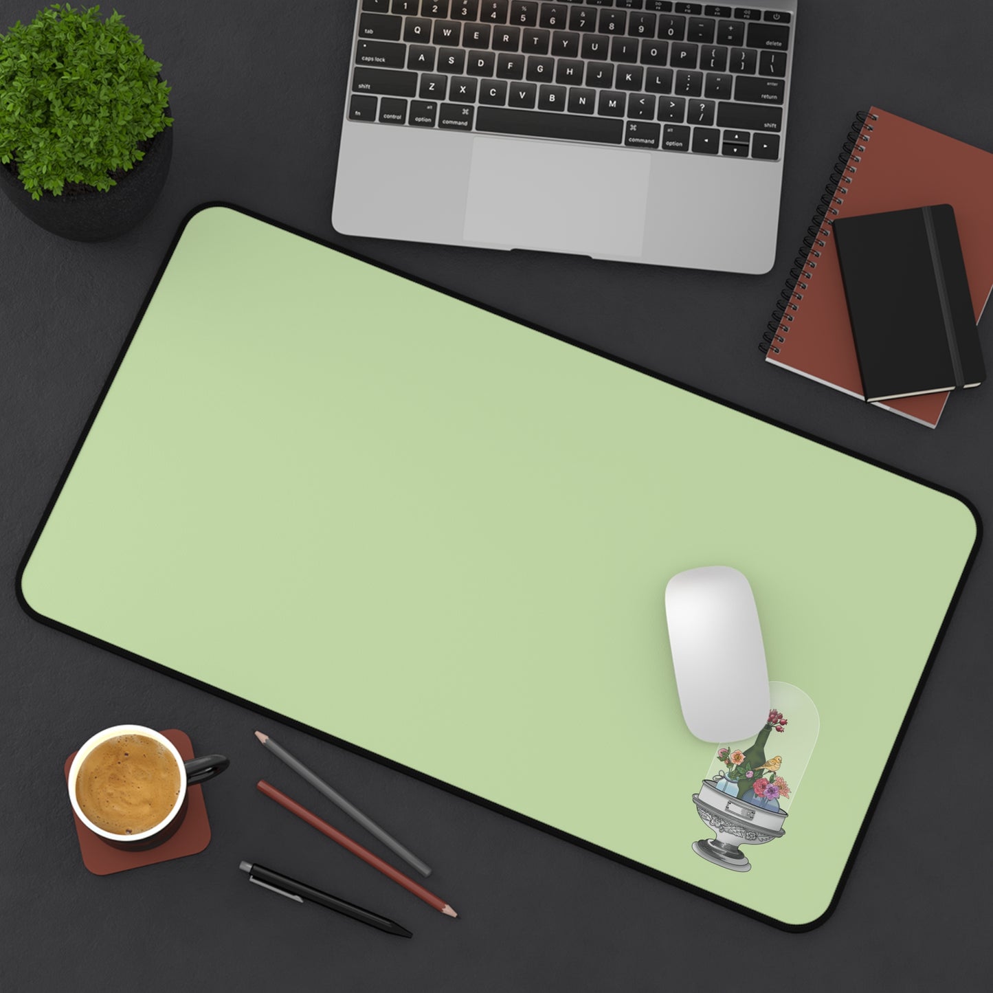 Floral Glass Dome Desk Mat