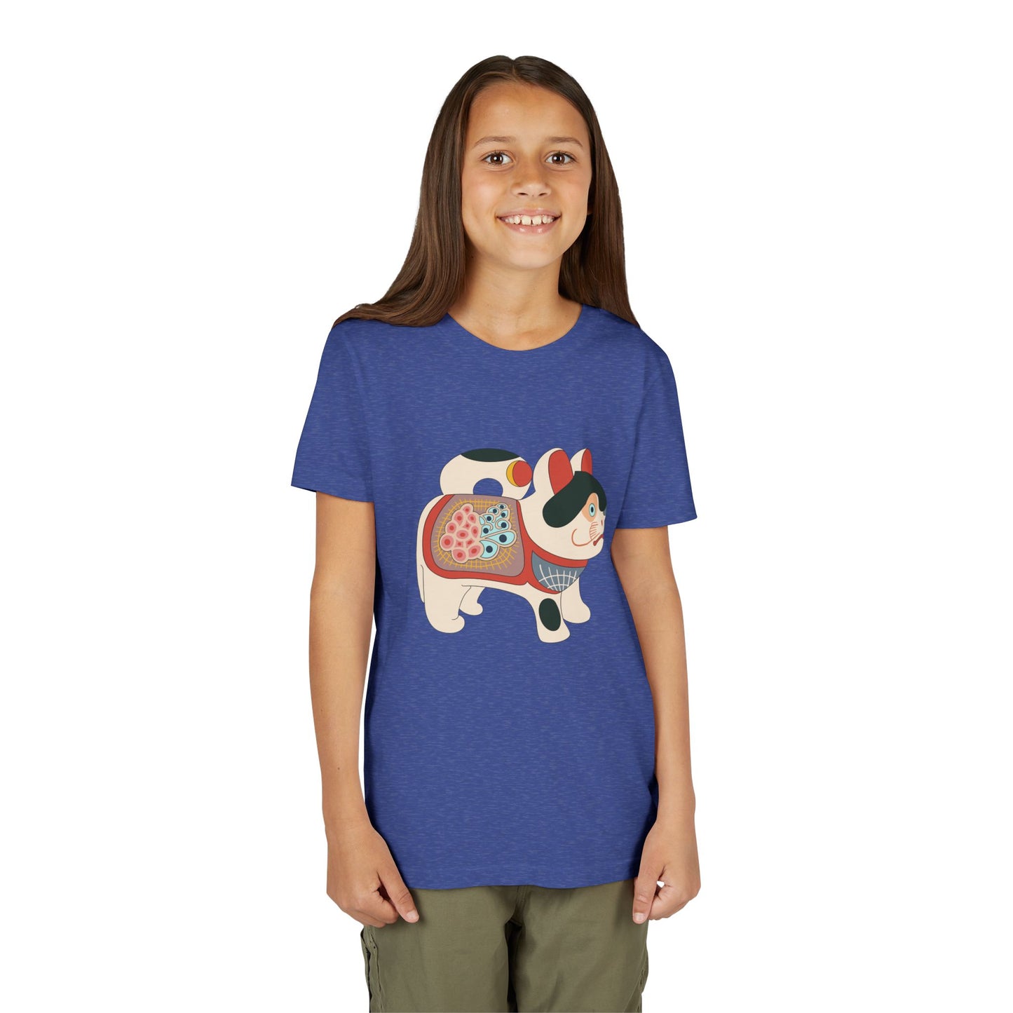 Lucky Inu Hariko illustration by Kawasaki Kyosen Youth Tshirt— Japanese Lucky Cat Tee