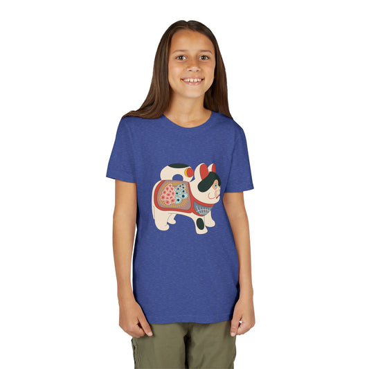 Lucky Inu Hariko illustration by Kawasaki Kyosen Youth Tshirt— Japanese Lucky Cat Tee