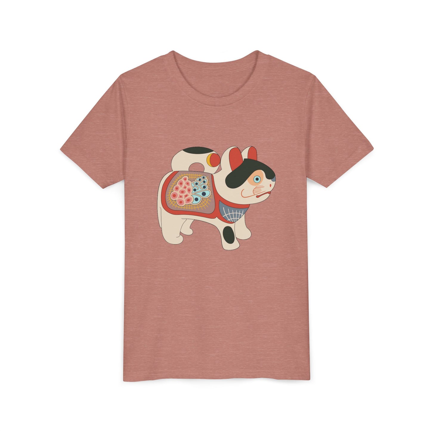 Lucky Inu Hariko illustration by Kawasaki Kyosen Youth Tshirt— Japanese Lucky Cat Tee