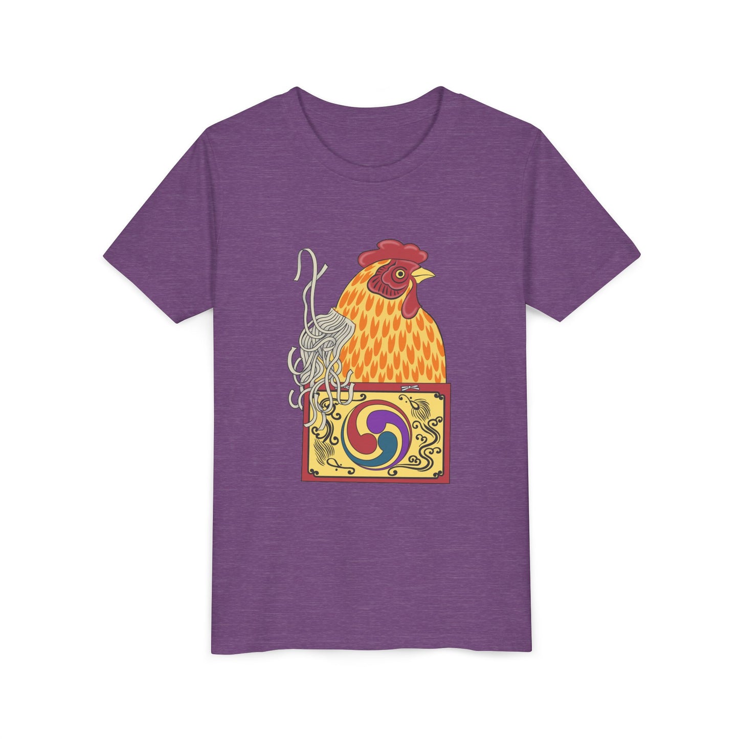 Japanese Rooster  Youth T-Shirt — Colorful Rooster Shimizu Seifū