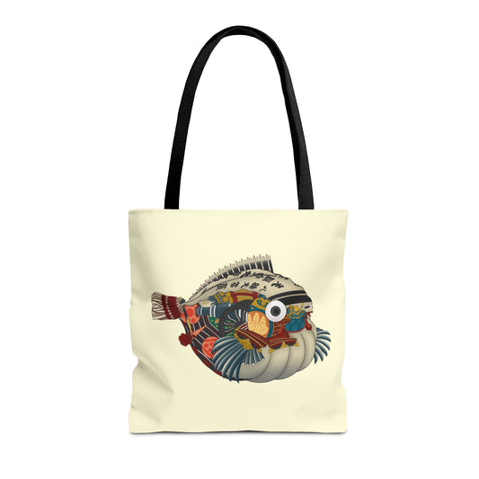 Puffer Fish Japanese Art Tote Bag — Colorful Japanese-Inspired Marine Illustration