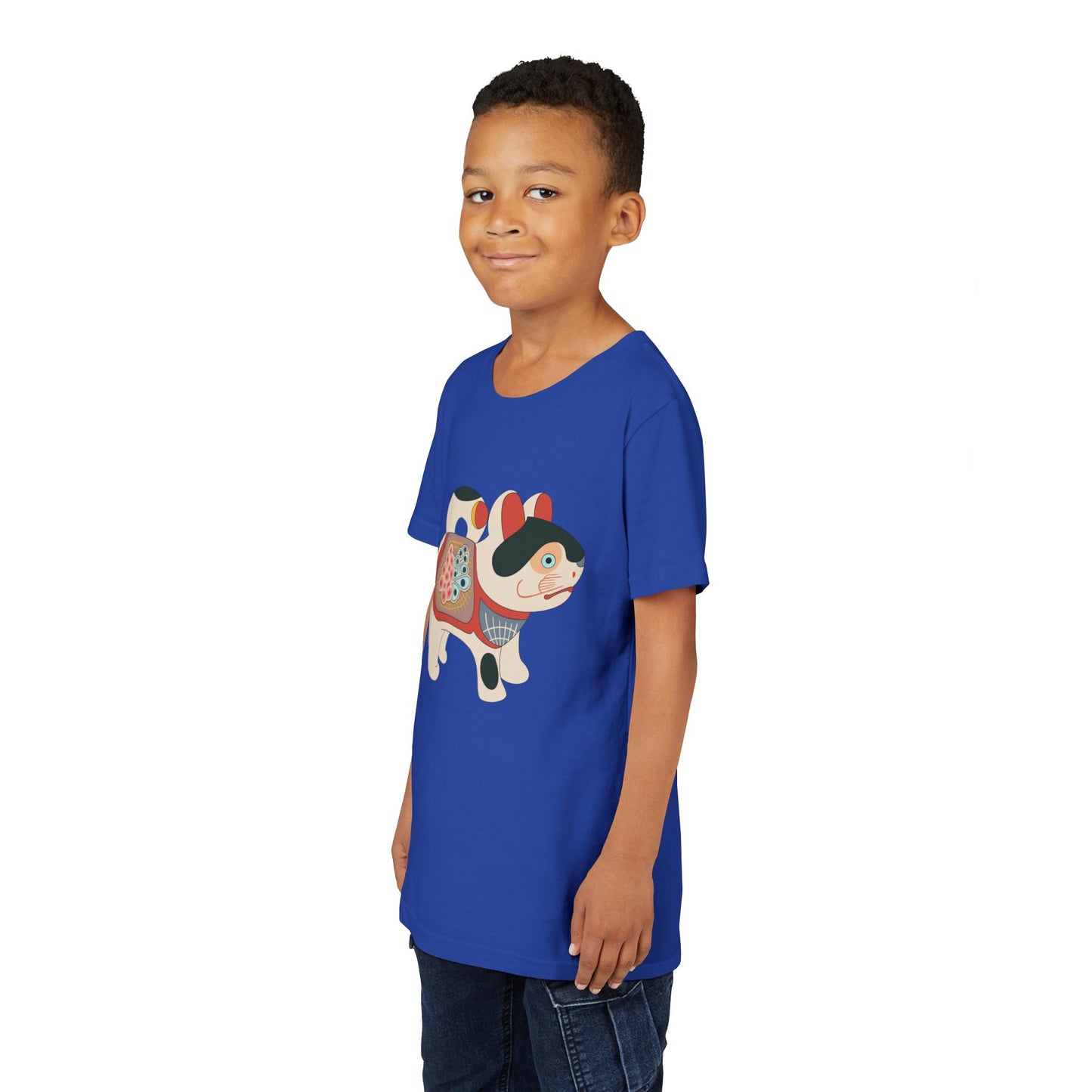 Lucky Inu Hariko illustration by Kawasaki Kyosen Youth Tshirt— Japanese Lucky Cat Tee