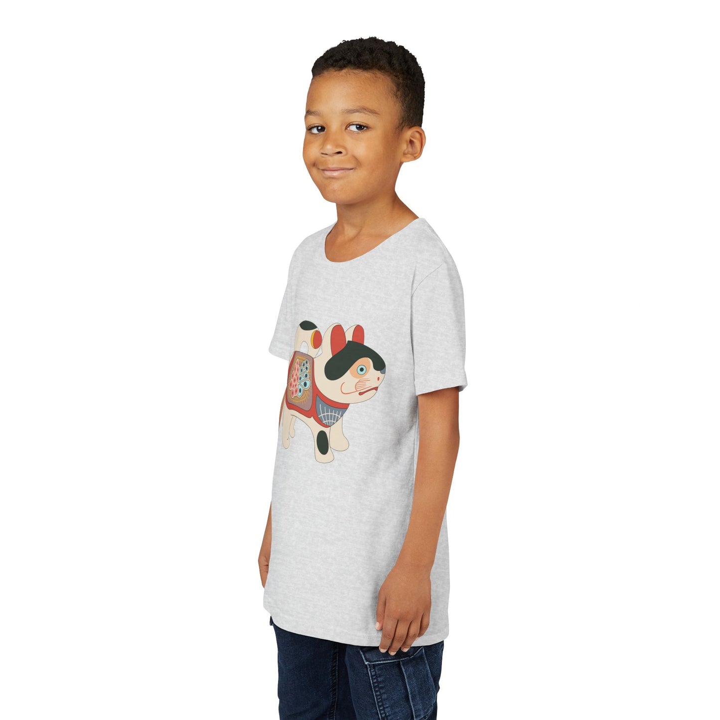 Lucky Inu Hariko illustration by Kawasaki Kyosen Youth Tshirt— Japanese Lucky Cat Tee
