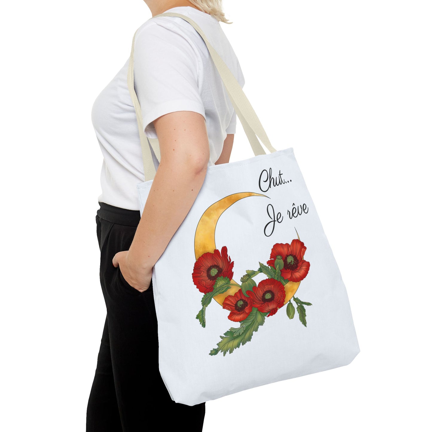 Tote Bag — "Chut... Je rêve" French Script Reversible Tote