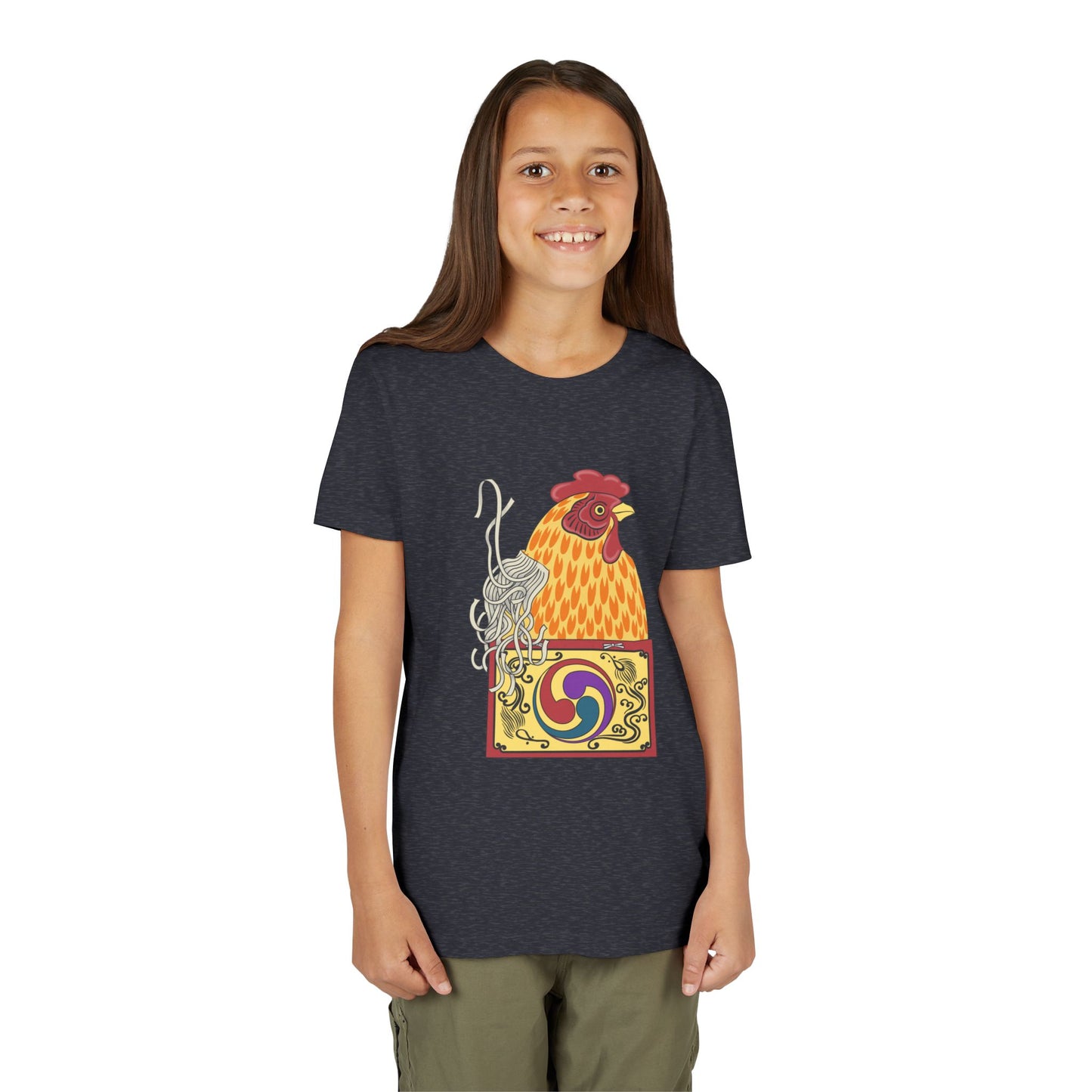 Japanese Rooster  Youth T-Shirt — Colorful Rooster Shimizu Seifū