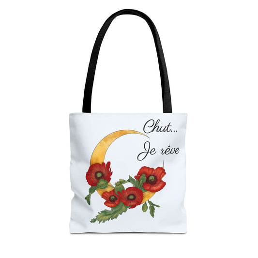 Tote Bag — "Chut... Je rêve" French Script Reversible Tote