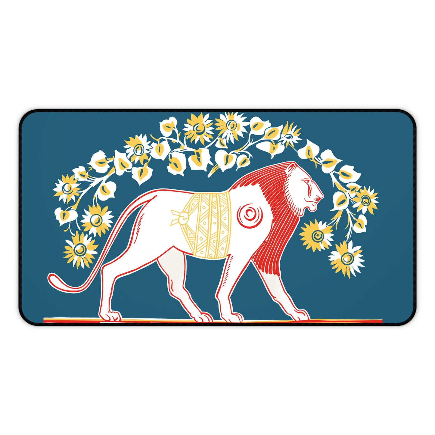 Vintage Lion Desk Mat with Floral Design