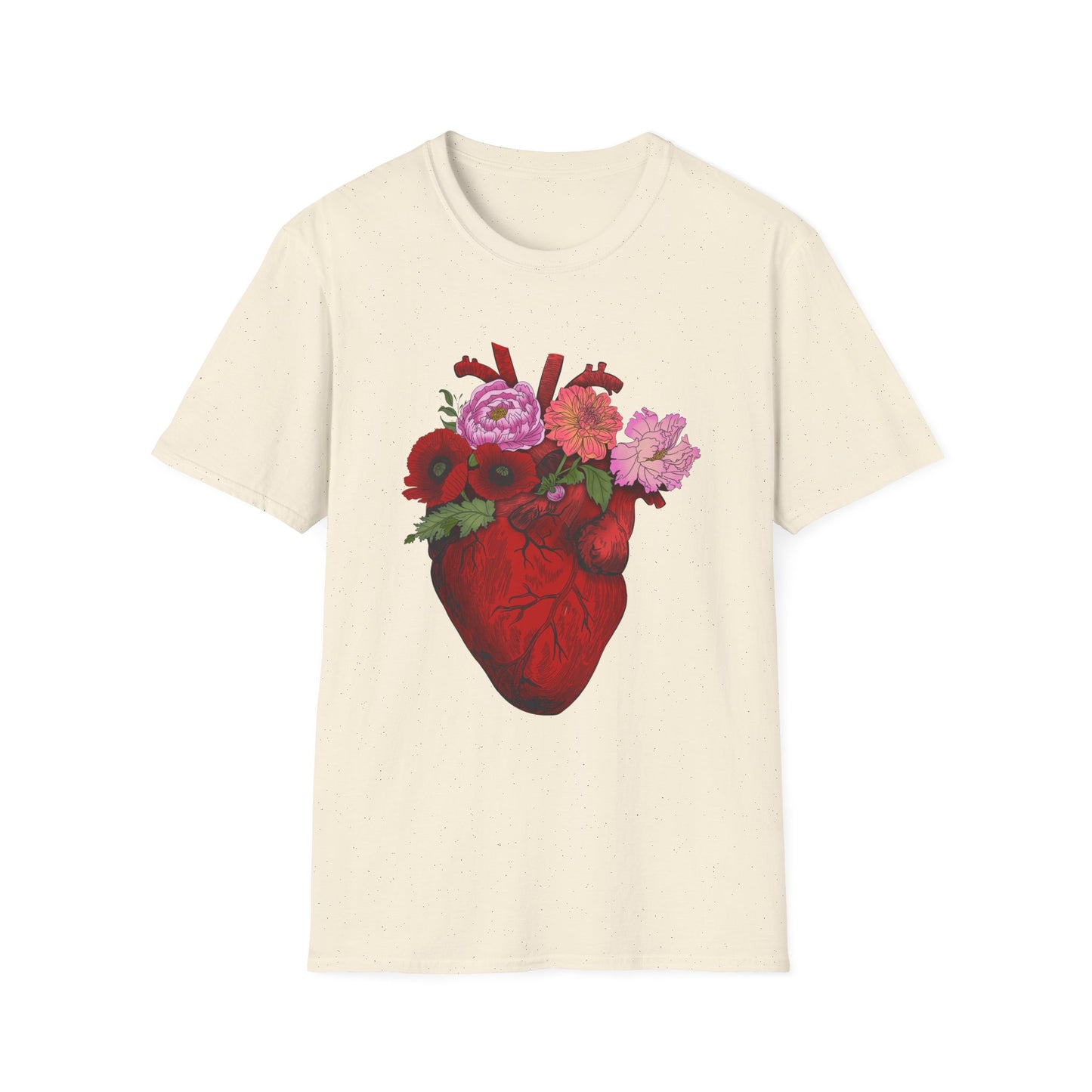 Floral Anatomical Heart T-Shirt — Botanical Heart Illustration Tee