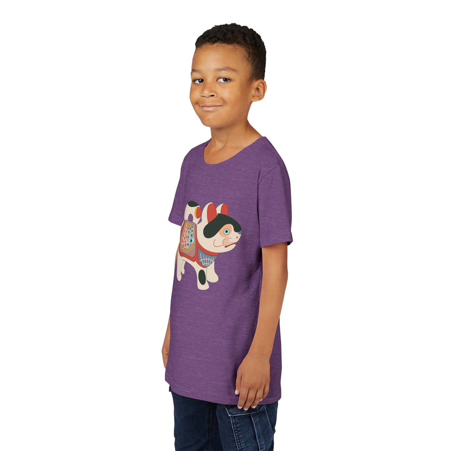 Lucky Inu Hariko illustration by Kawasaki Kyosen Youth Tshirt— Japanese Lucky Cat Tee