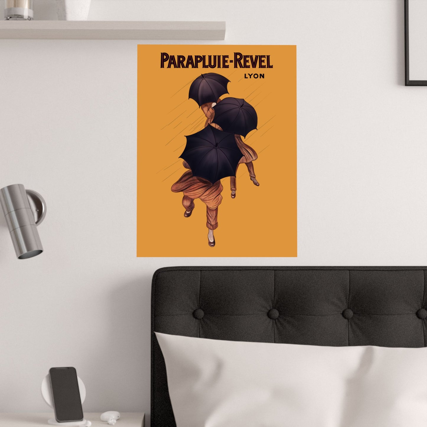 Vintage Parapluie Revel Lyon Umbrella Art Satin Poster