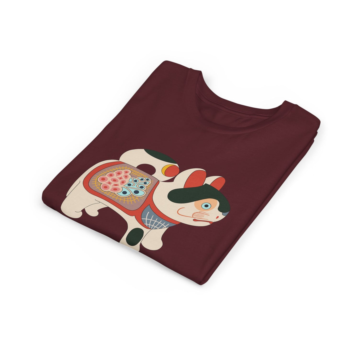 Lucky Inu Hariko illustration by Kawasaki Kyosen Youth Tshirt— Japanese Lucky Cat Tee