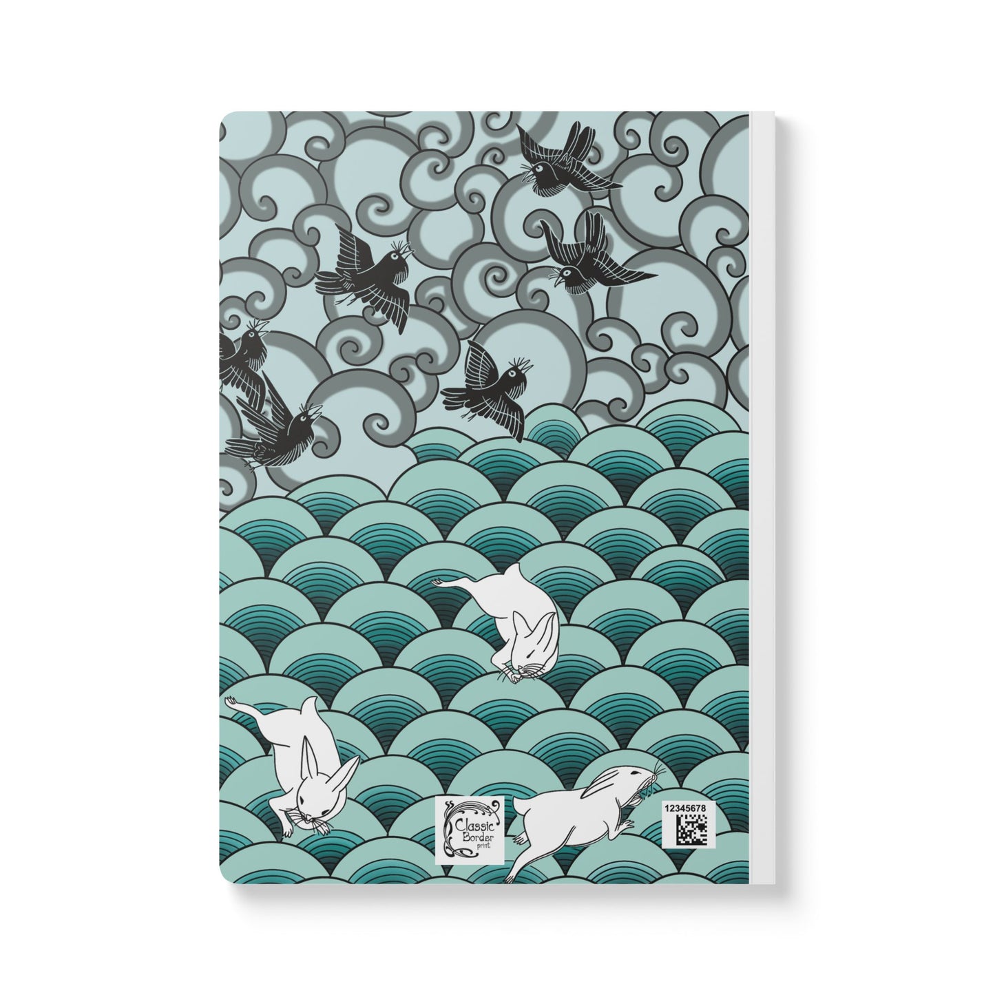 Japanese Vintage print w/Crows and Bunnies from Katsushika Hokumei design Softcover Journa