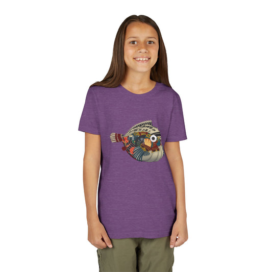 Japanese Vintage Puffer Fish Kids Tee – Colorful Tropical Fish Graphic Youth T-Shirt