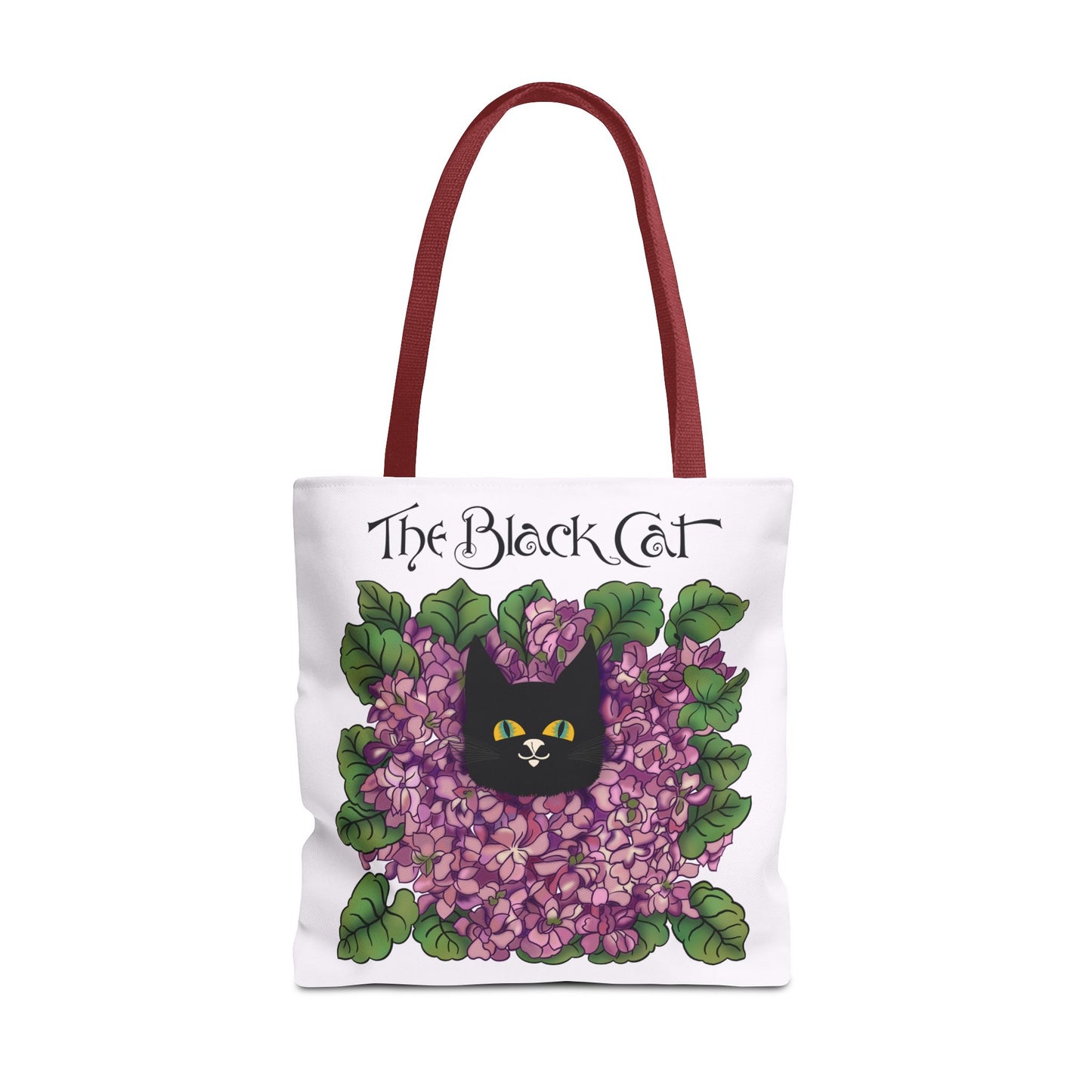 Black Cat Lilac Tote Bag — "The Black Cat" AOP Canvas Tote
