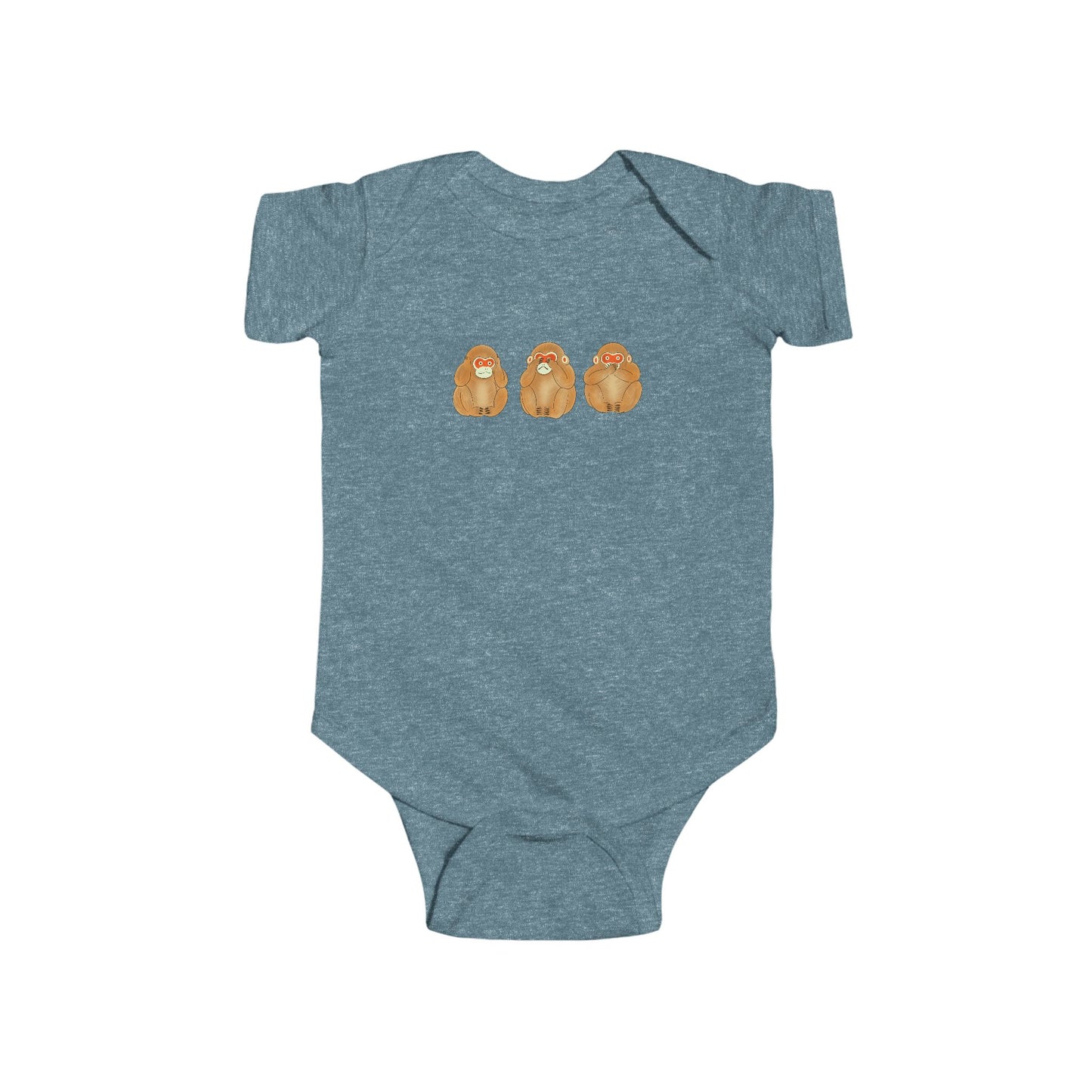 Three Wise Monkeys Fushimi clay doll Onesie | Three Wise Monkeys