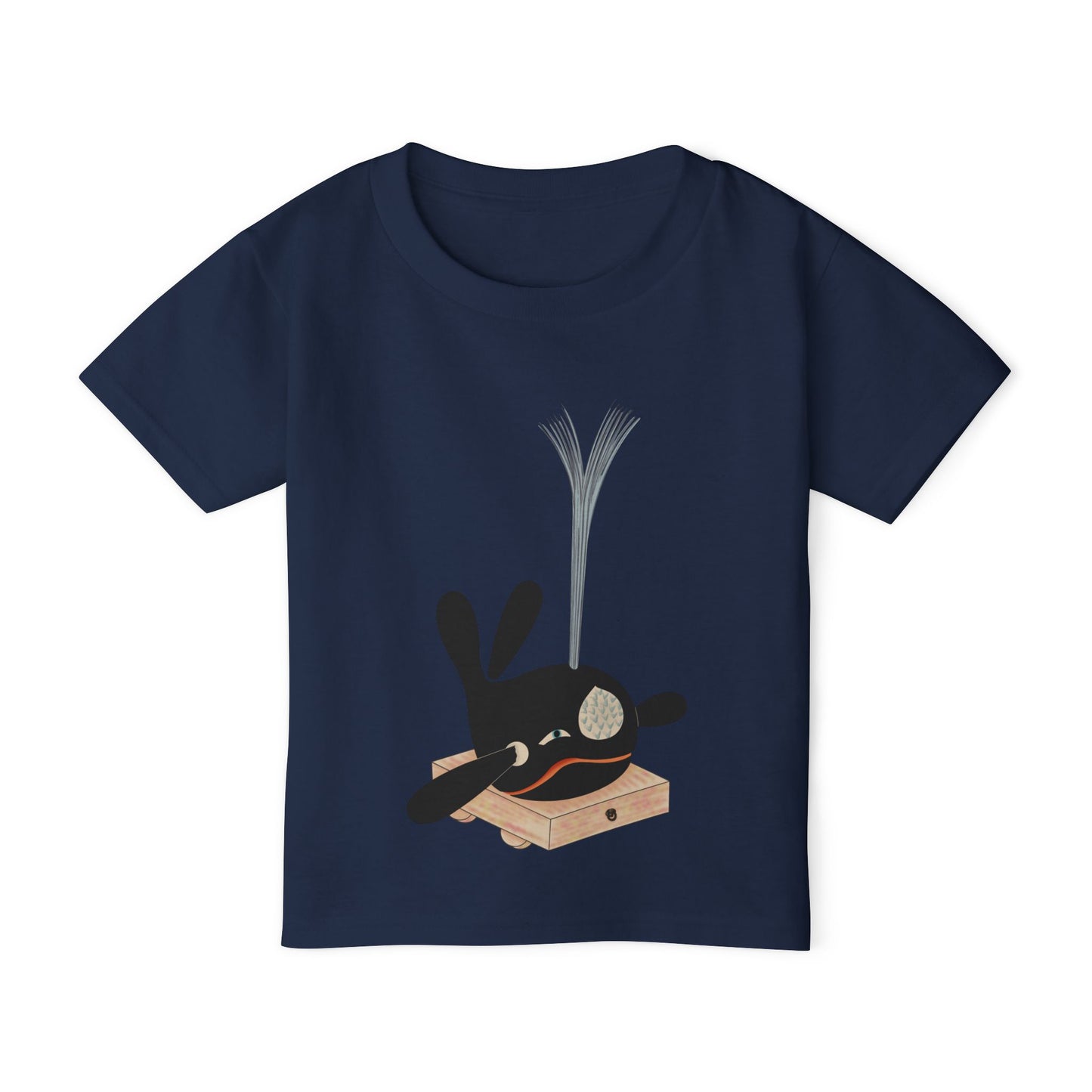 Vintage Japanese Toy Whale Kids T-Shirt — "Kujira no Shoufuki" Whale on Crate Toddler Tee