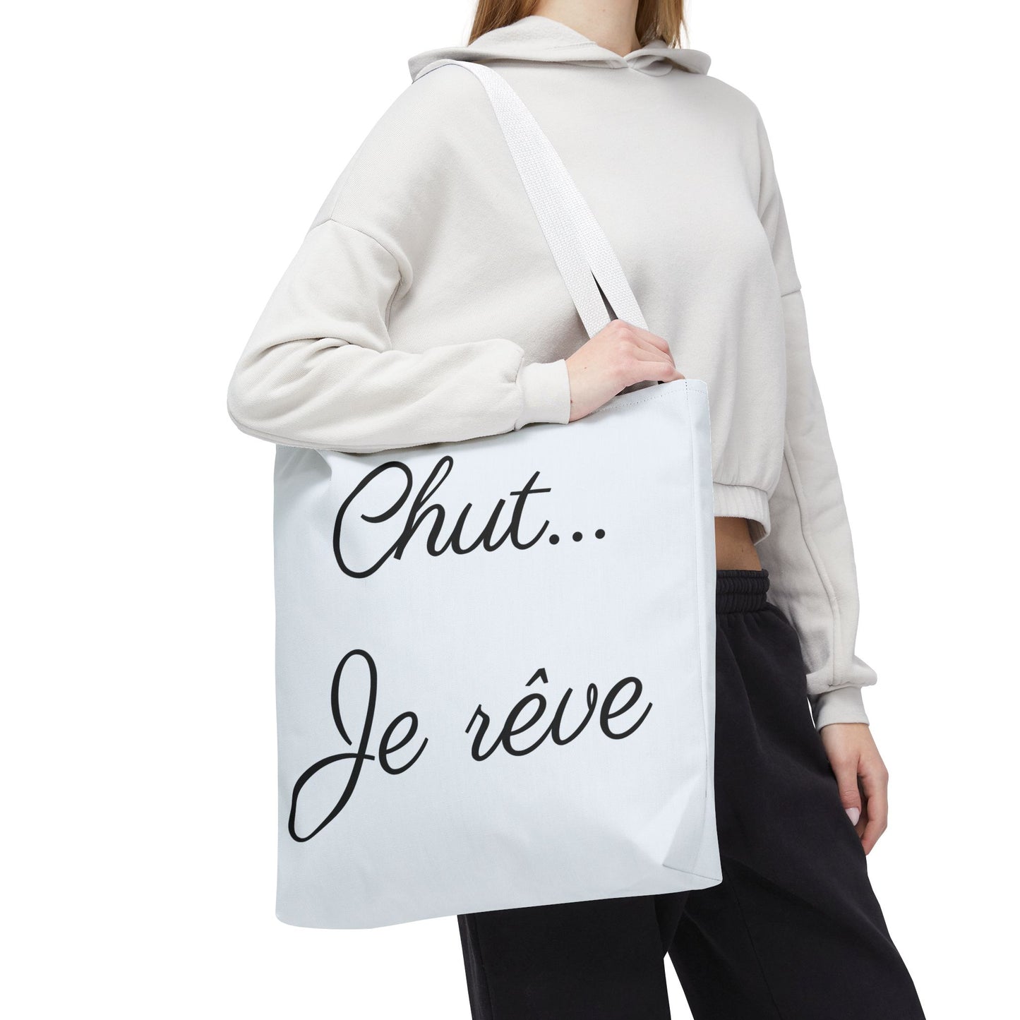 Tote Bag — "Chut... Je rêve" French Script Reversible Tote
