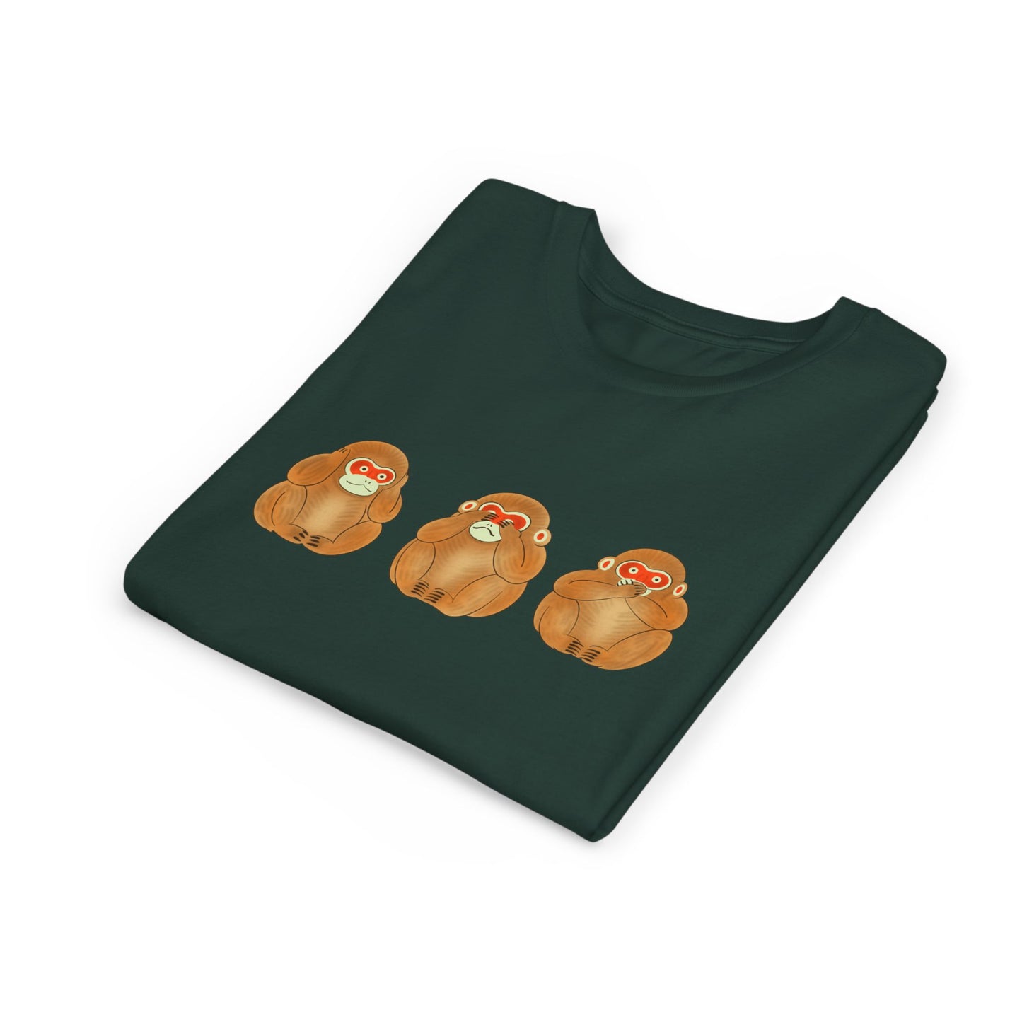 Three Wise Monkeys Fushimi clay doll Youth TShirt | Three Wise Monkeys