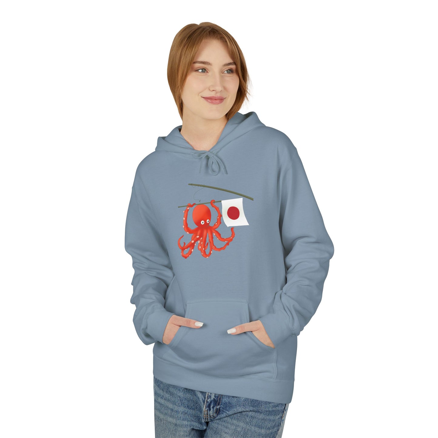 "Tako" Japanese Octopus Hoodie — Cute Red Octopus Graphic Pullover