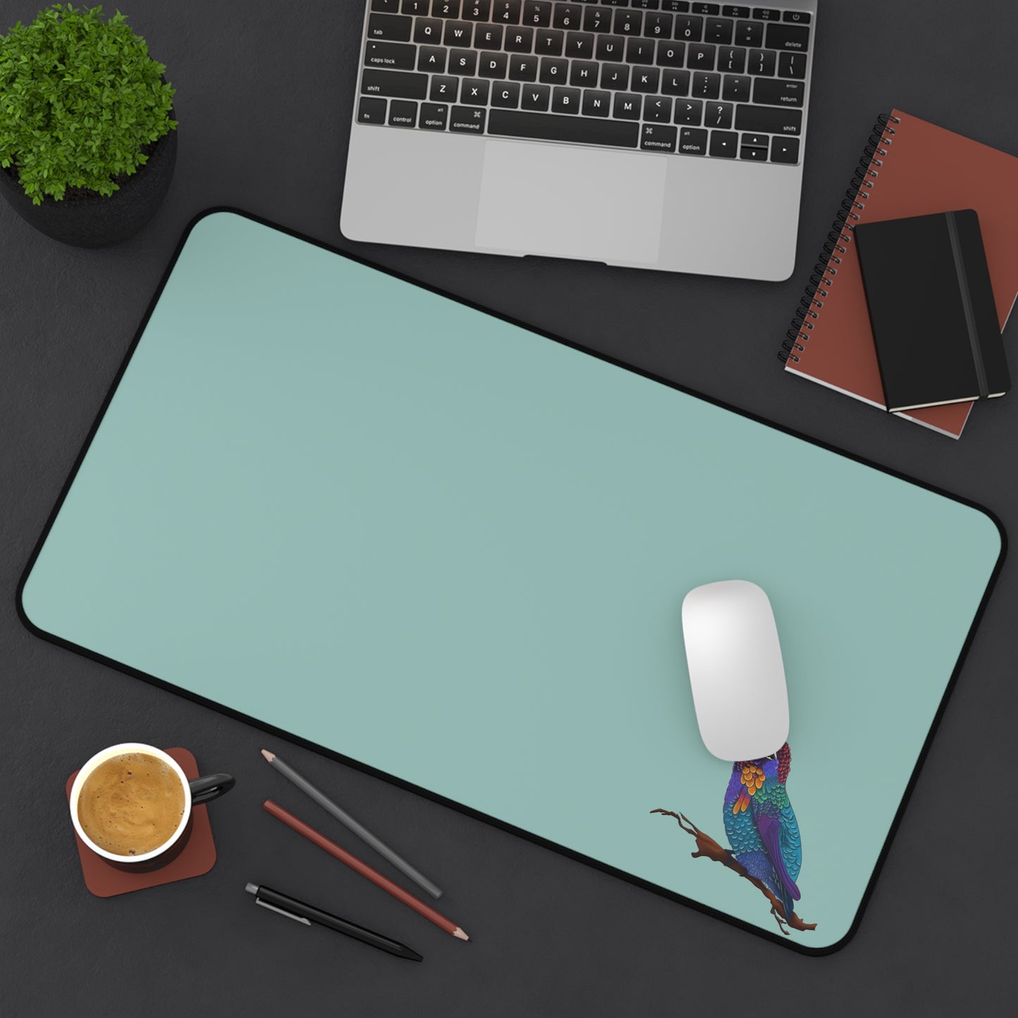 Colorful Hummingbird Desk Mat