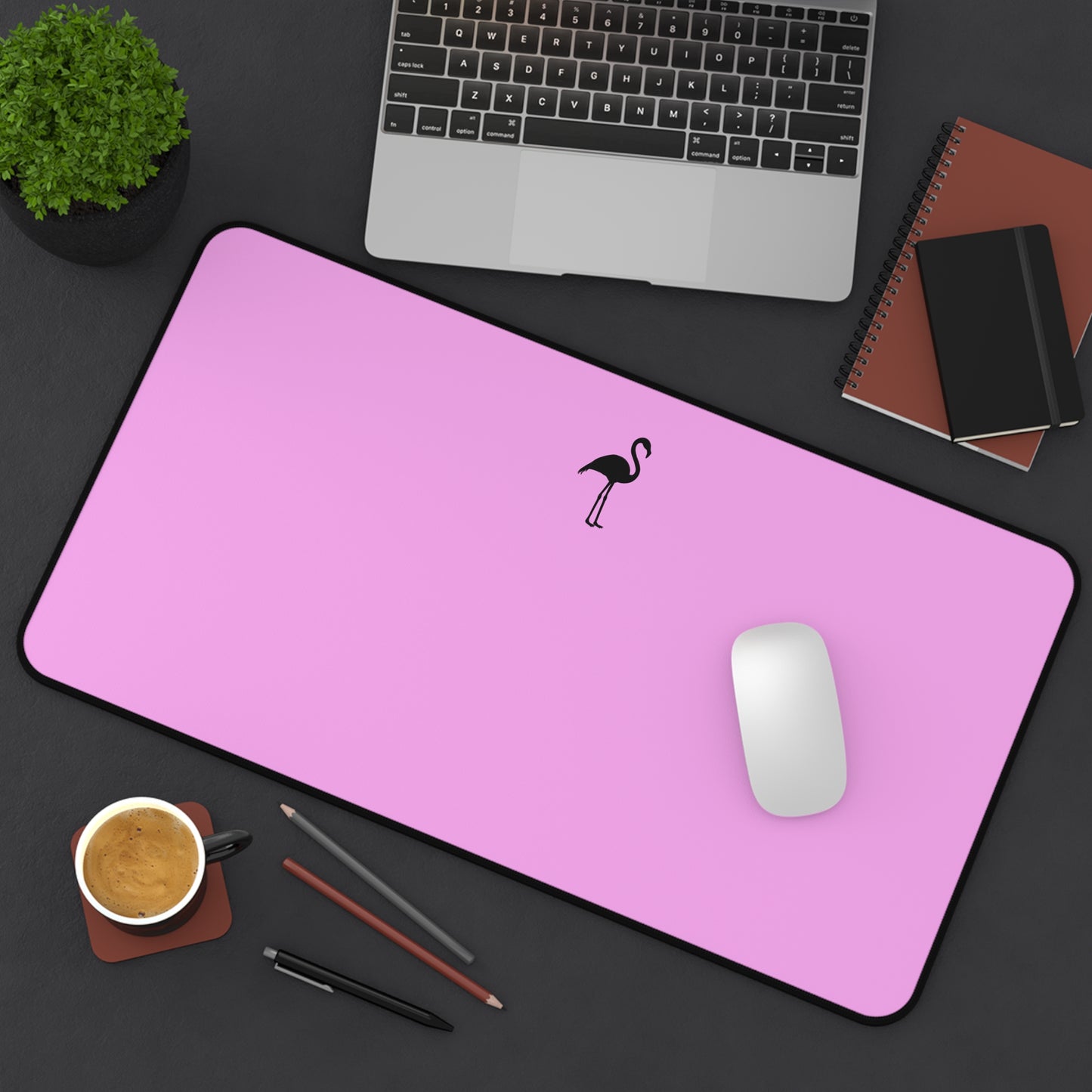 Pink Standing Flamingo Desk Mat