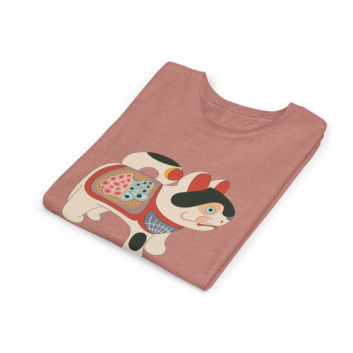 Lucky Inu Hariko illustration by Kawasaki Kyosen Youth Tshirt— Japanese Lucky Cat Tee