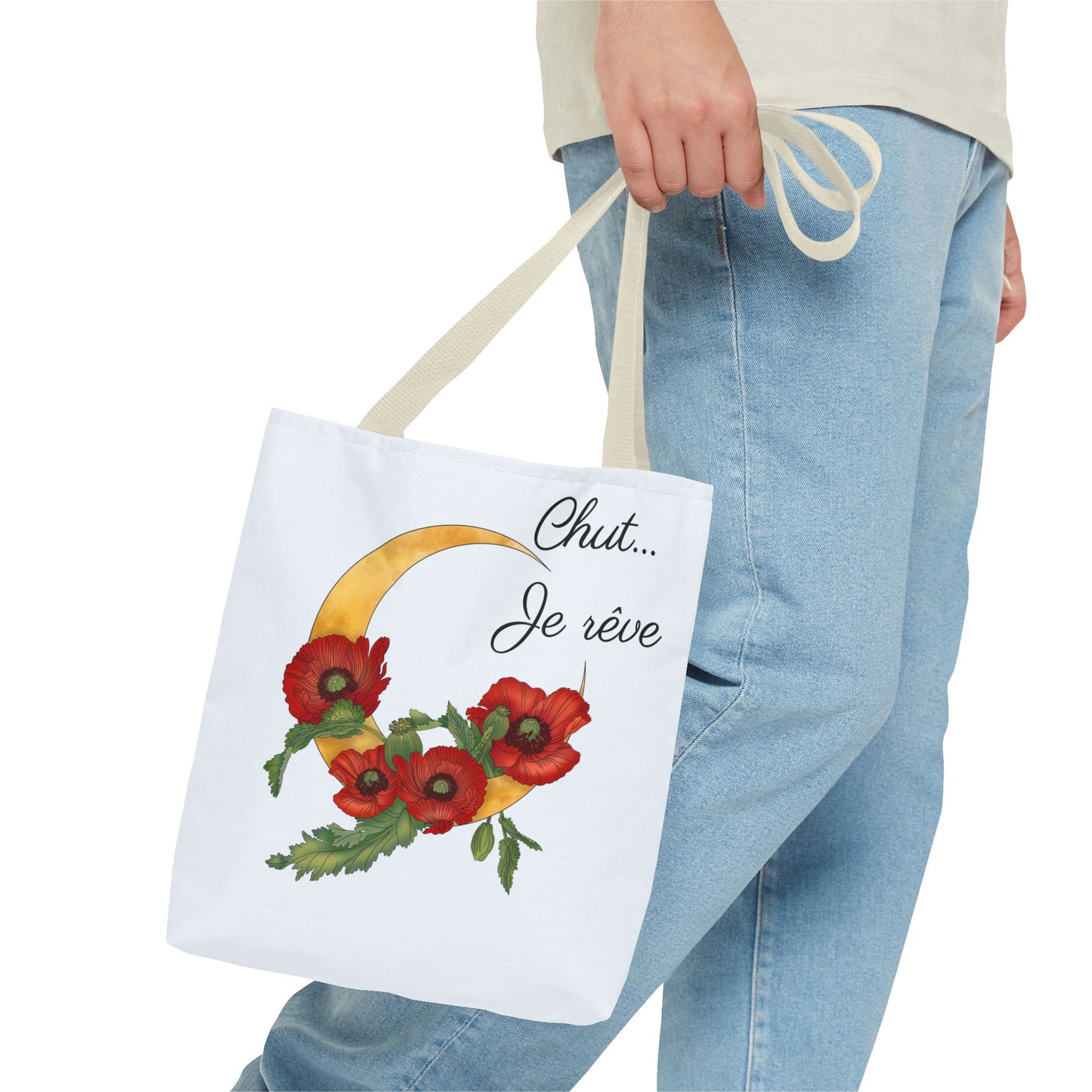 Tote Bag — "Chut... Je rêve" French Script Reversible Tote