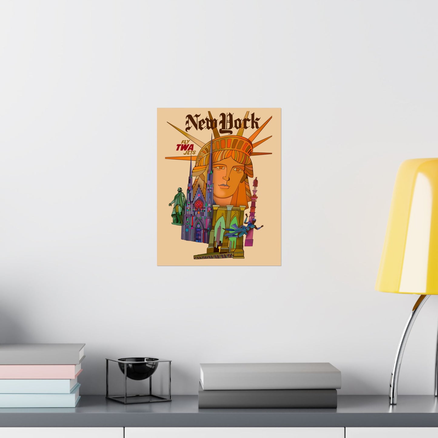 Vintage Travel Poster to New York Satin Poster High Definition