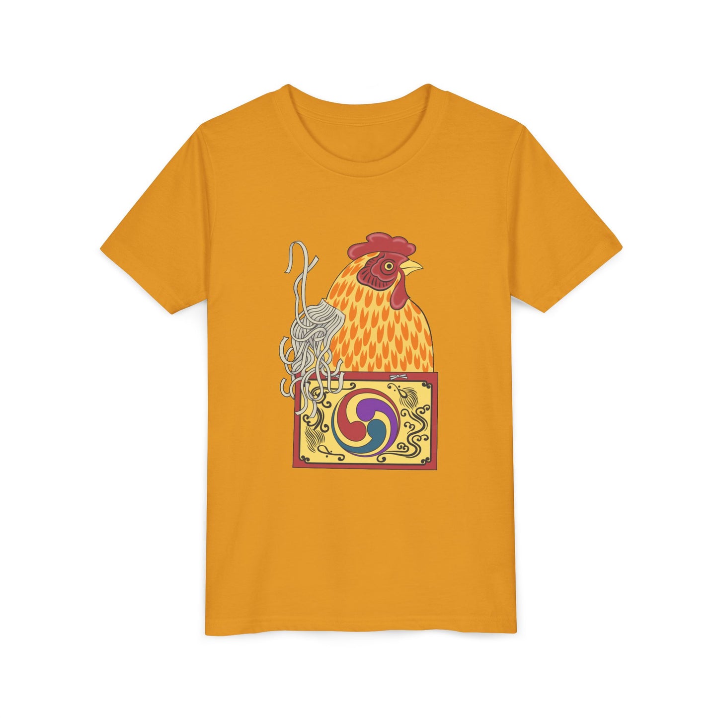 Japanese Rooster  Youth T-Shirt — Colorful Rooster Shimizu Seifū