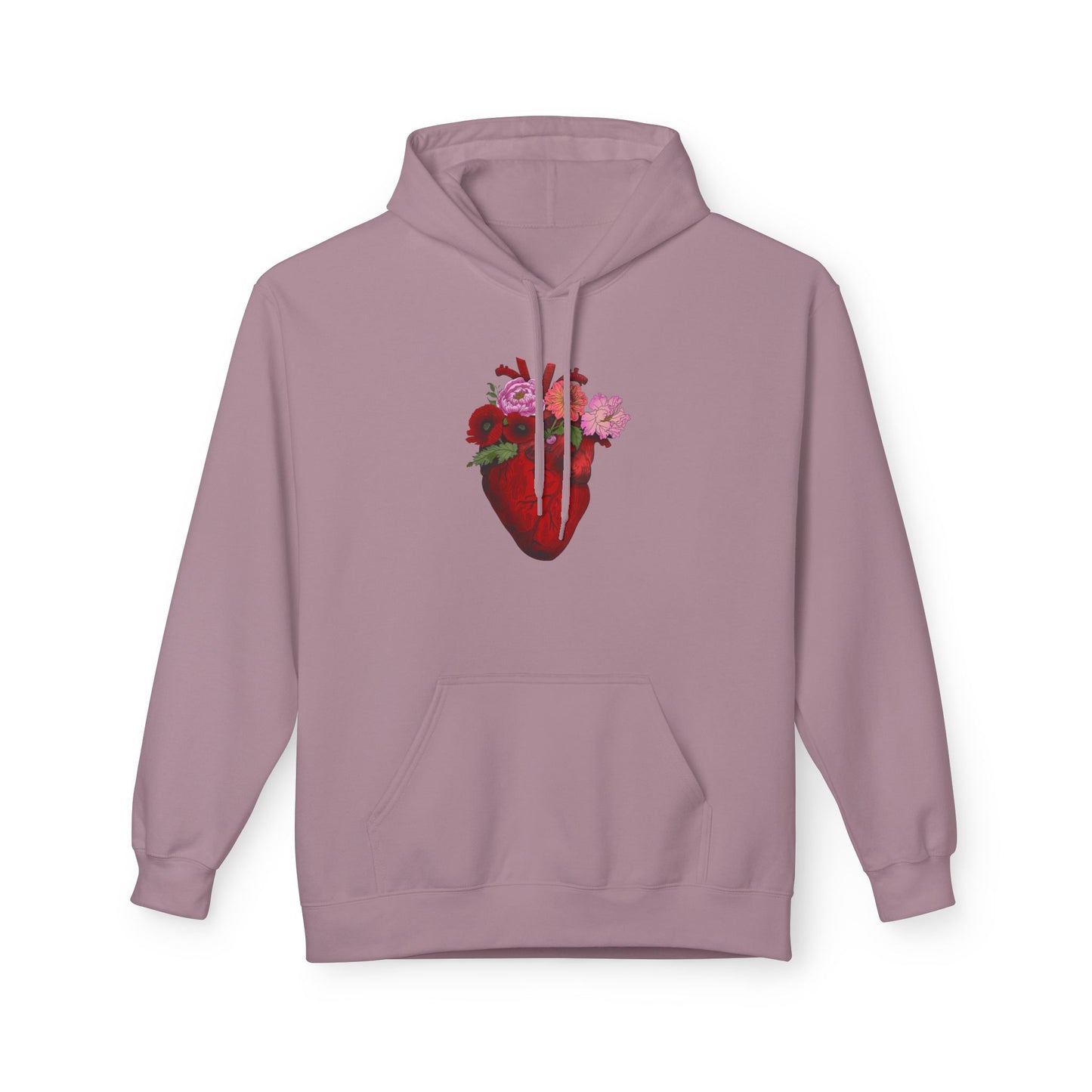 Floral Anatomical Heart Hoodie — Botanical Heart Graphic Pullover