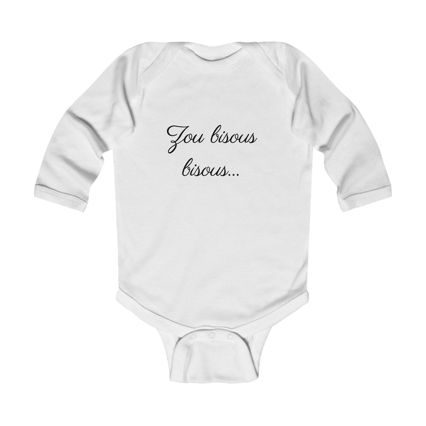 Cute Infant Long Sleeve Bodysuit, Zou Bisous
