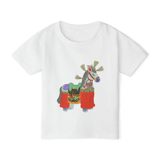 Vintage Japanese Toy Horse Toddler T-Shirt — Colorful Festive Donkey / Burro Graphic