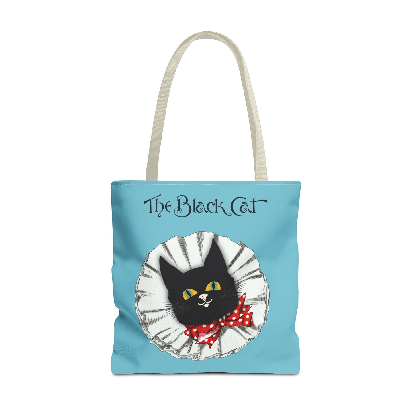The Black Cat Clown Blue Tote Bag — Cute Vintage Cat Illustration Tote
