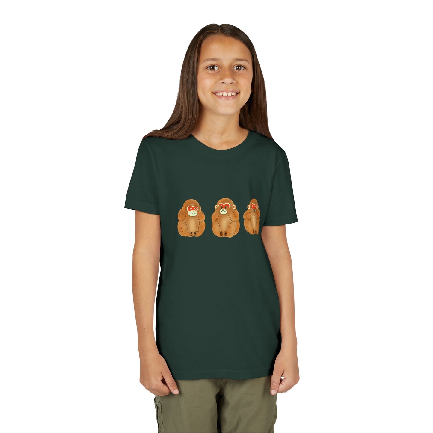 Three Wise Monkeys Fushimi clay doll Youth TShirt | Three Wise Monkeys