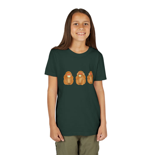 Three Wise Monkeys Fushimi clay doll Youth TShirt | Three Wise Monkeys