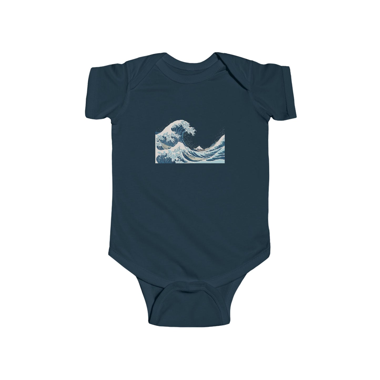 Baby Onesie with Vintage Hokusai Wave Print — Infant Bodysuit