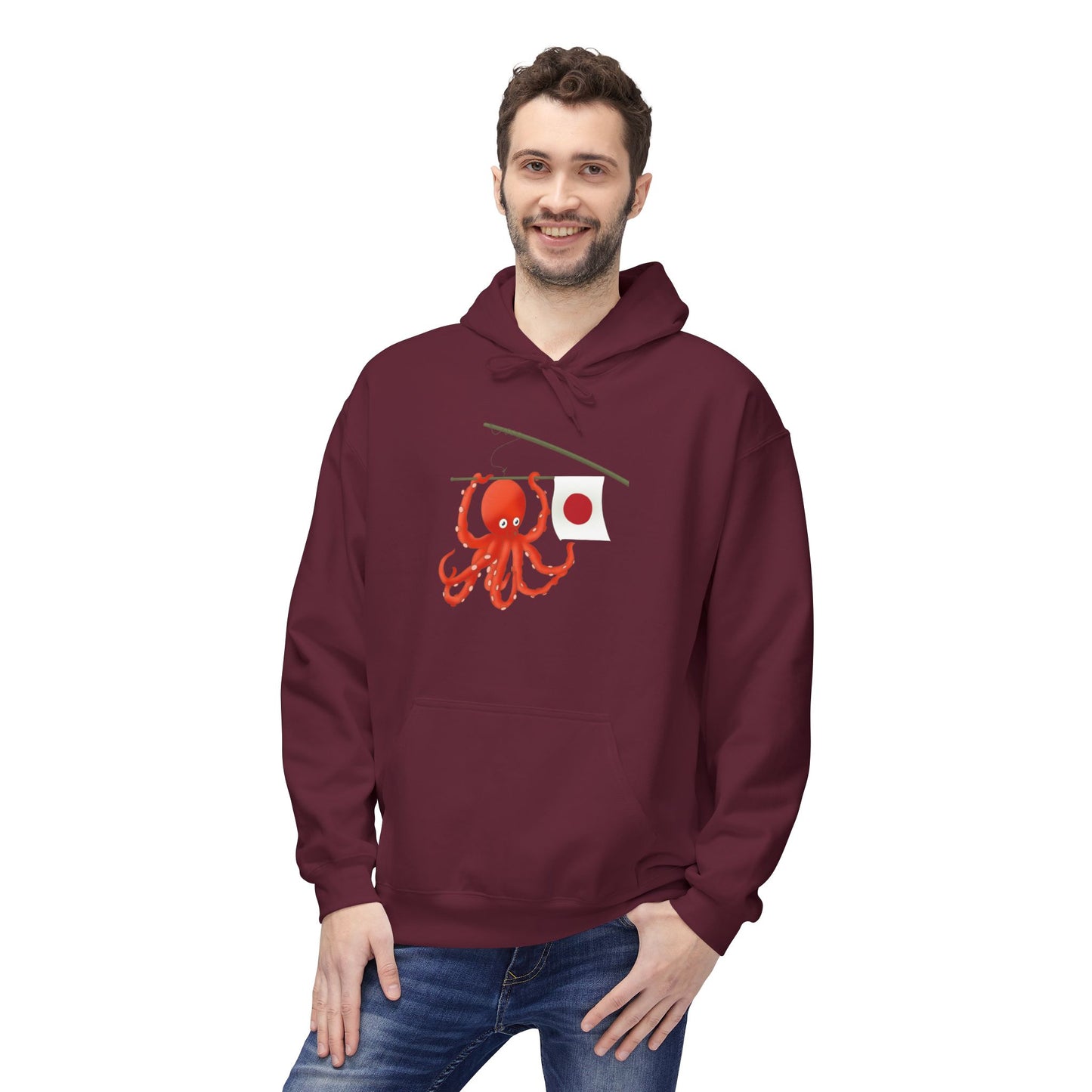 "Tako" Japanese Octopus Hoodie — Cute Red Octopus Graphic Pullover