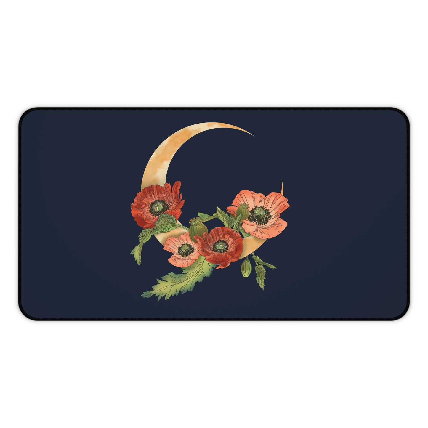 Poppies Crescent Moon Desk Mat