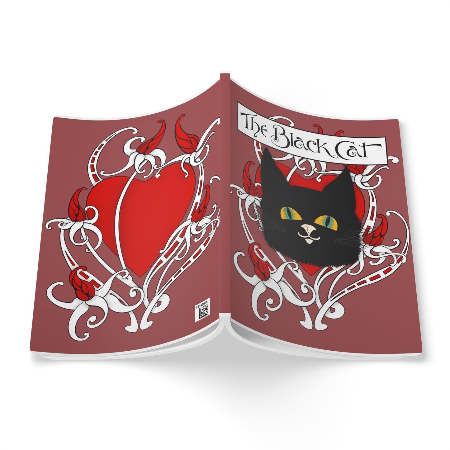 The Black Cat Heart Softcover Journal — Gothic Heart Art Notebook for Writing & Sketching