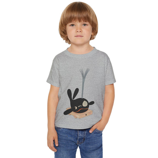 Vintage Japanese Toy Whale Kids T-Shirt — "Kujira no Shoufuki" Whale on Crate Toddler Tee