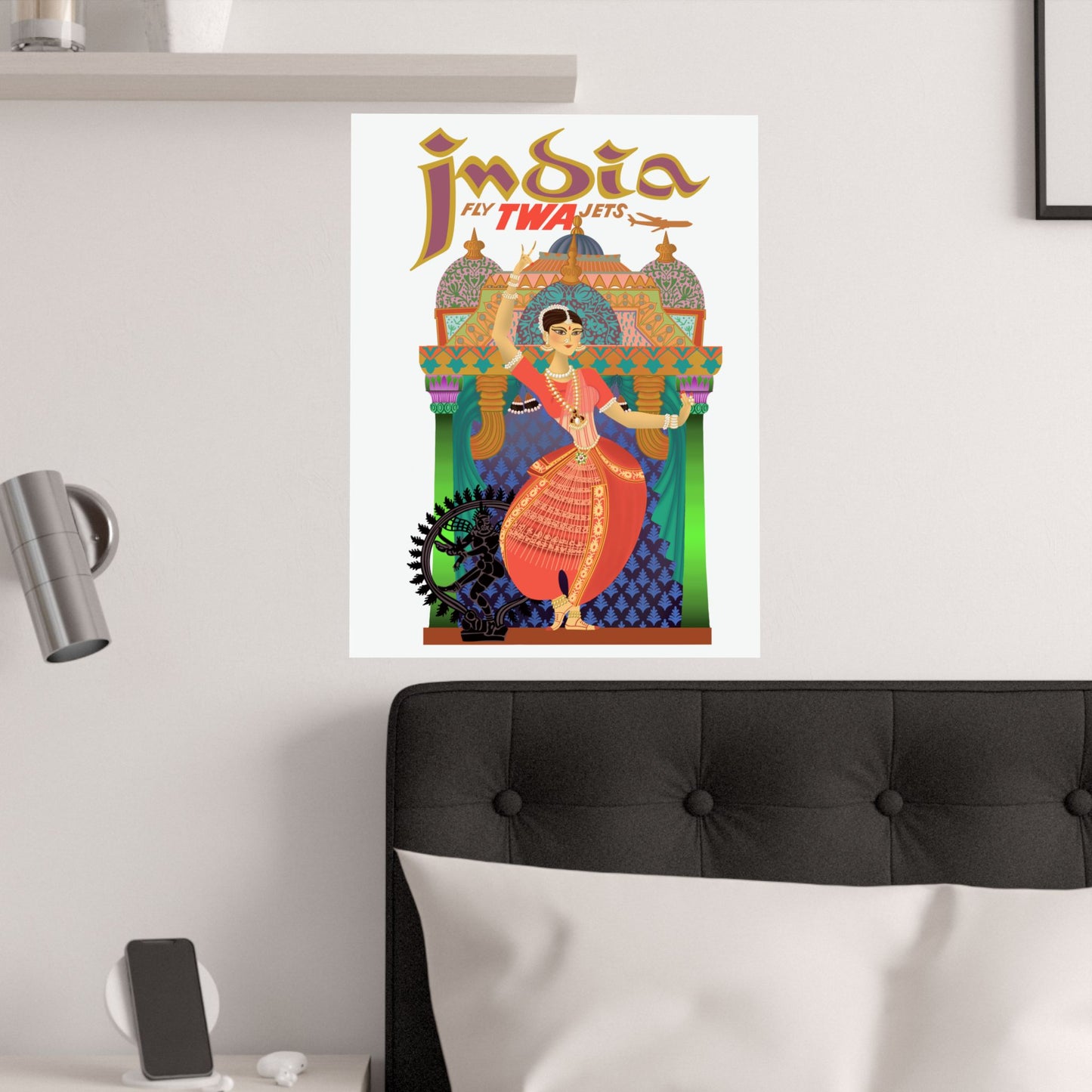 Vintage Air Travel India Satin Poster