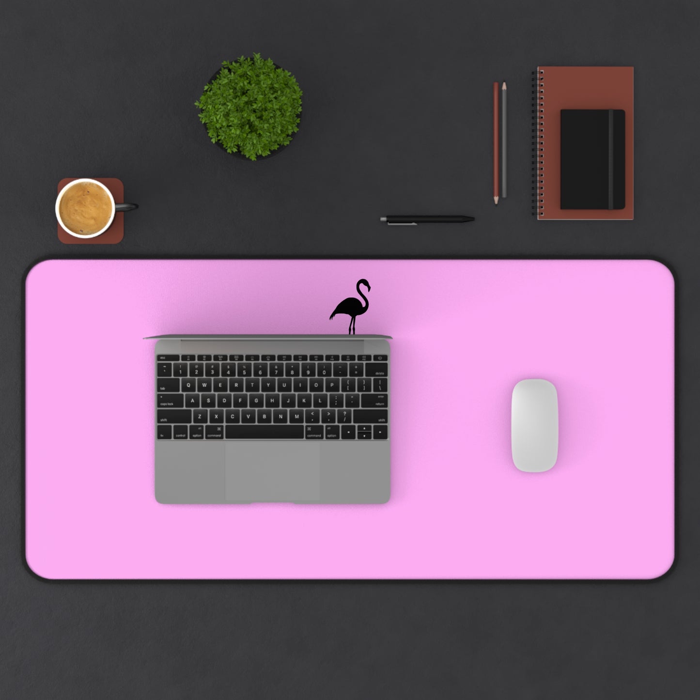 Pink Standing Flamingo Desk Mat