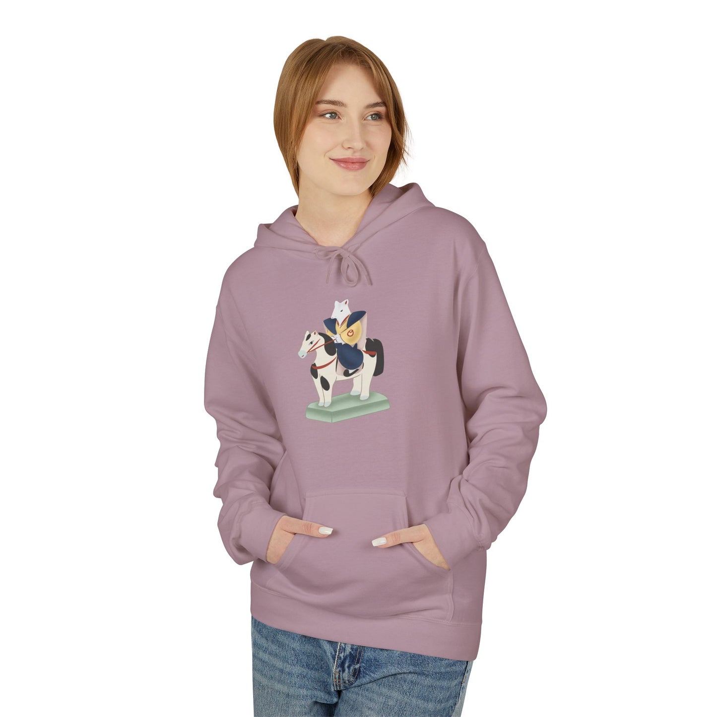 Miharu-goma Horse Hoodie — Traditional Japanese Toy Horse Graphic Sweatshirt